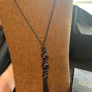 Joan Rivers Long Black Metal Beaded Necklace